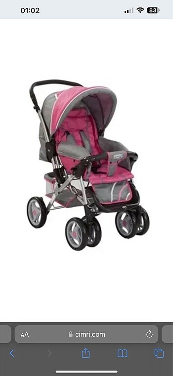 PEMBE, GRİ, SİYAH DETAYLI SUNNY BABY BEBEK ARABASI
