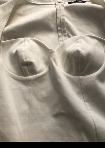 Kalp Yaka Uzun Kollu Beyaz Kadın Bluz - Görsel 2