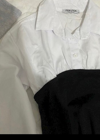 Düğmeli Beyaz Pamuklu Uzun Kollu Gömlek - Görsel 2