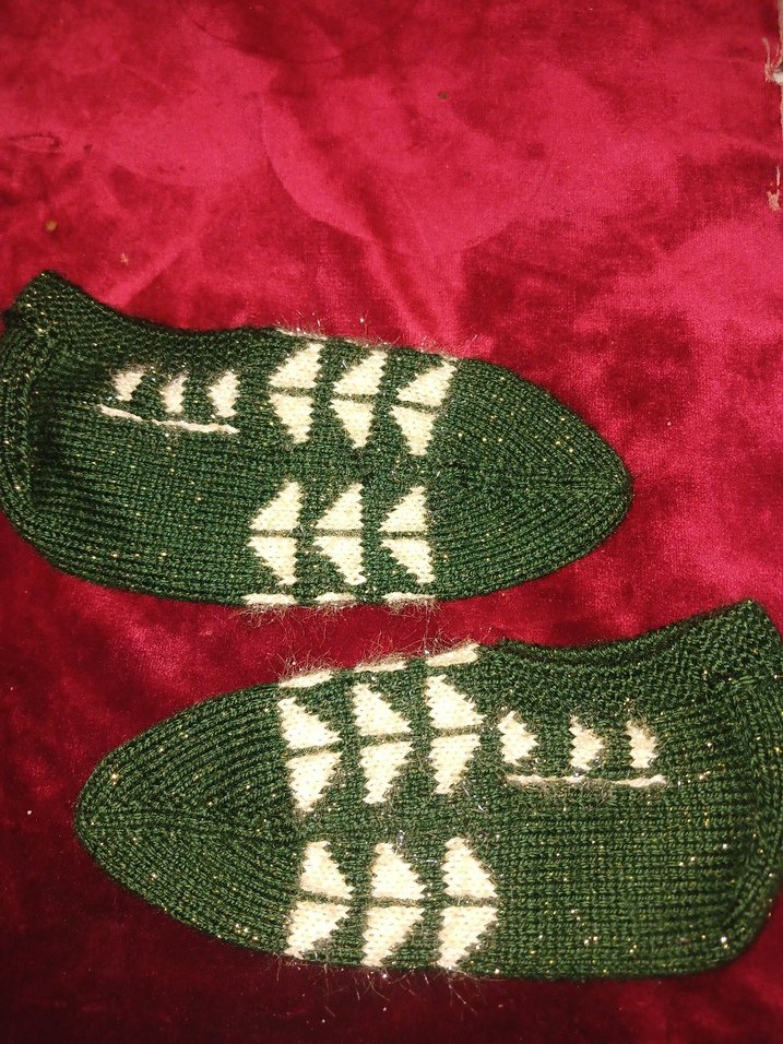 Kadın Örgü Ev Terliği - Koyu Yeşil - Görsel 3