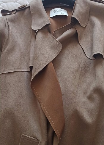 l Beden Bej Kadın Süet Uzun Trench Coat