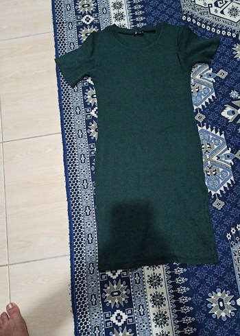 Koyu Yeşil Fitilli kısa elbise
