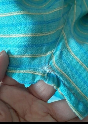 l Beden Mavi Bağcıklı Pliseli pijama