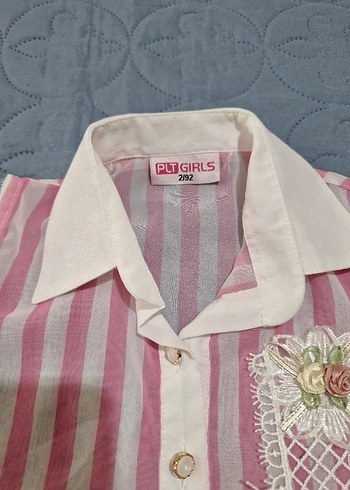 Kız Çocuk Dantel Detaylı Kolsuz Gömlek - Görsel 2