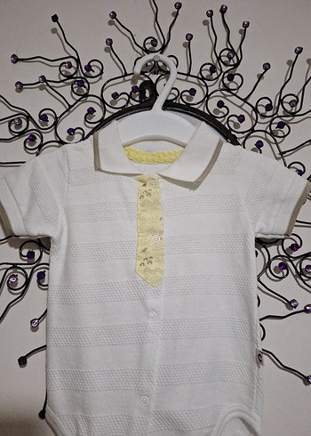 Bebek Beyaz Polo Yaka Kısa Kollu Body - Görsel 2