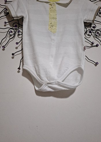 Bebek Beyaz Polo Yaka Kısa Kollu Body - Görsel 4