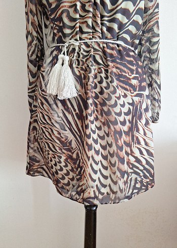 m Beden Zebra Desenli Mini Elbise