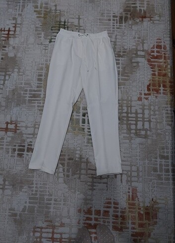 s Beden Beyaz Kumaş Pantolon