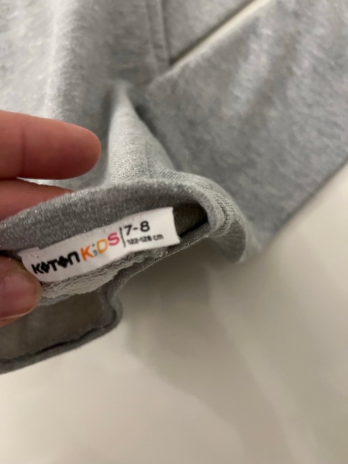 Gri Uzun Kollu Kız Elbisesi Pilili Etek - Görsel 4