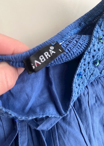 diğer Beden mavi Renk Nakışlı Mavi Uzun Beli Lastikli Etek