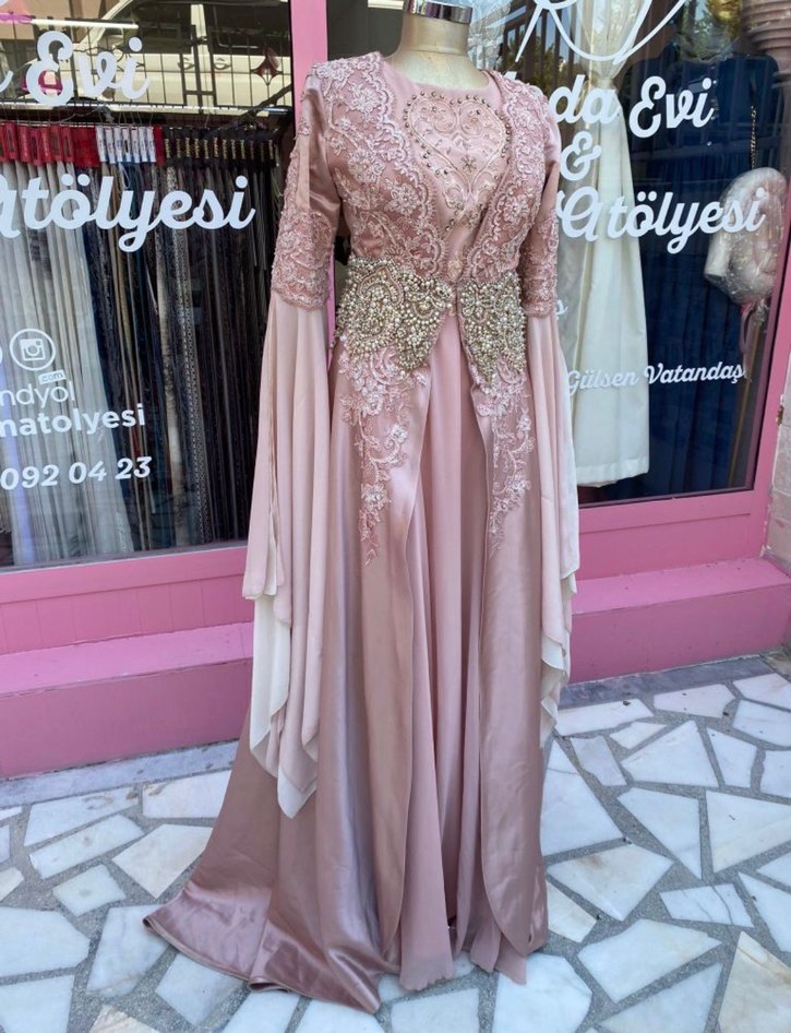 Pudra İşlemeli Uzun Kollu bindallı - Görsel 3