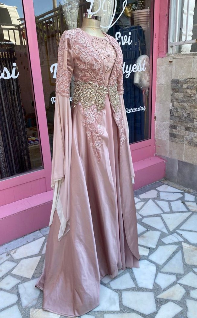 Pudra İşlemeli Uzun Kollu bindallı - Görsel 2