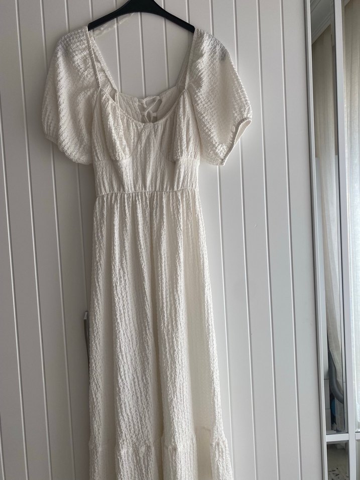 Beyaz Midi Bohem Elbise - Görsel 3