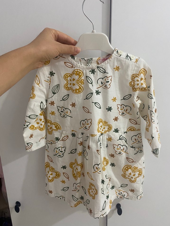 Uzun Kollu Nakışlı Dantelli Pembe Bebek Kız Takımı - Görsel 4