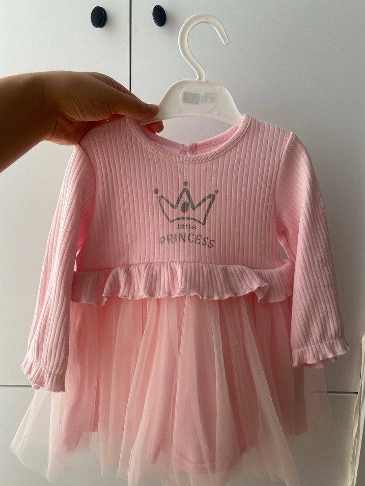 Uzun Kollu Nakışlı Dantelli Pembe Bebek Kız Takımı - Görsel 2