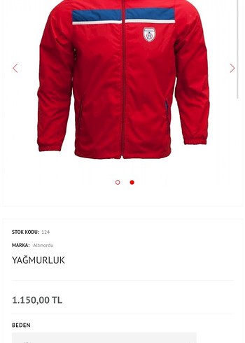 Altnordu futbol Erkek Yağmurluk 134 beden