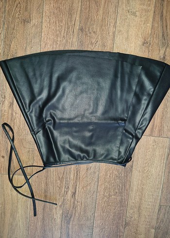 Siyah Deri Midi  Etek - Görsel 2