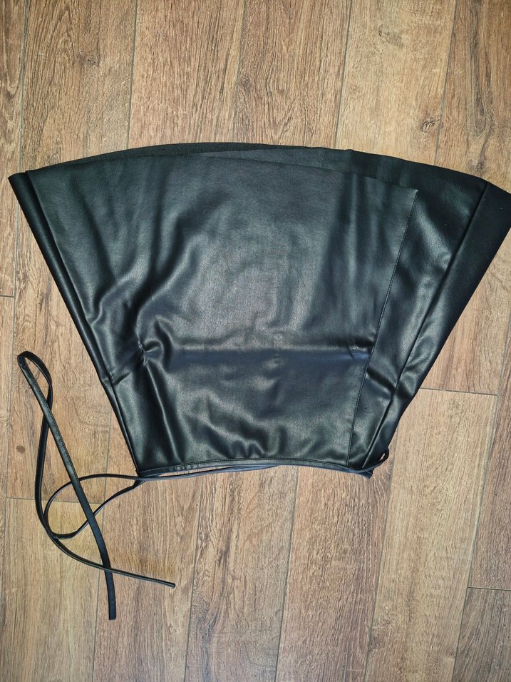 Siyah Deri Midi  Etek - Görsel 2