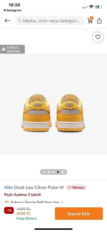 38 Beden sarı Renk Nike Dunk Sarı Low Citron Pulse W