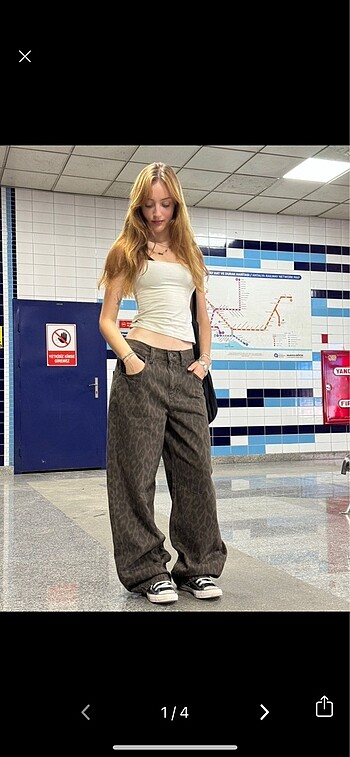 KEMERLİ LEOPAR BAGGY JEAN