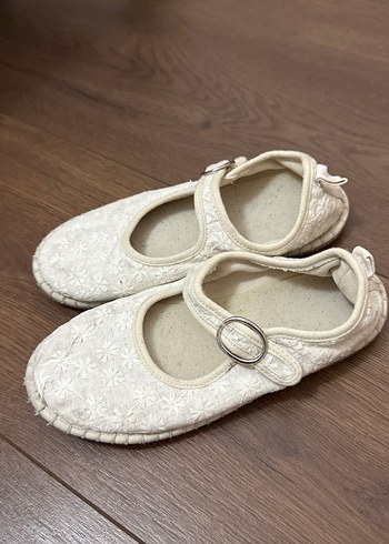 Kız Çocuk Beyaz Dantel Detaylı Babet Ayakkabı - Görsel 2