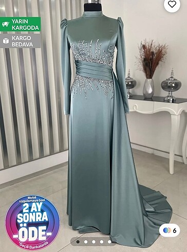 Mint yeşili abiye