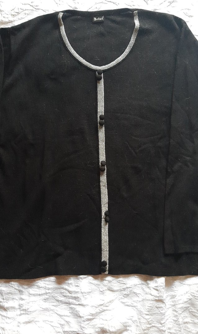 Düğmeli Siyah Kadın Triko kazak. - Görsel 2