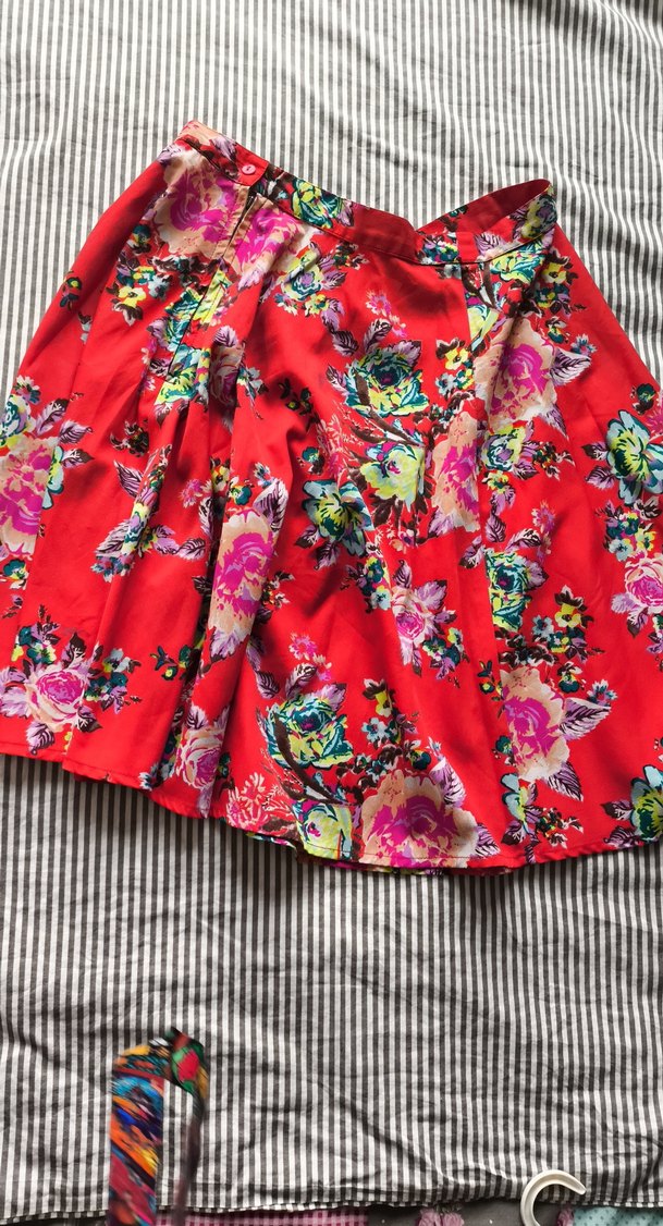 Renkli Baskılı Bohem Hamile Midi Etek - Görsel 3