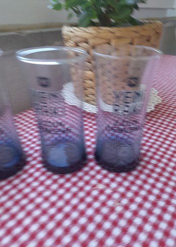 Beden mavi Renk Mor Yeni Rakı Uzun İnce Bardak Seti