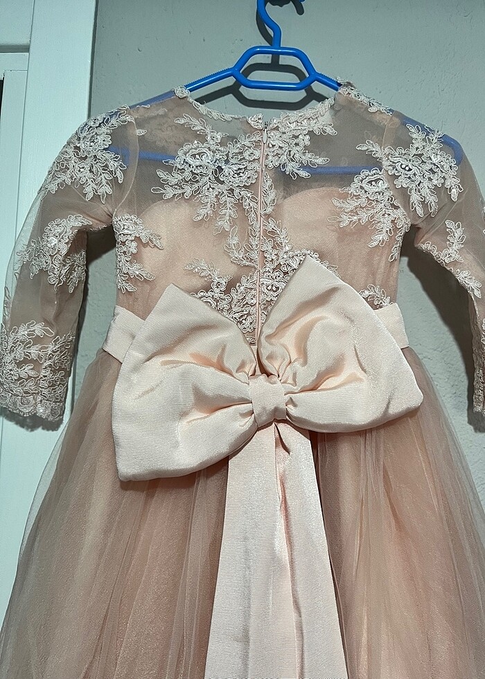 Pudra pembesi Kız çocuk abiye elbise - Görsel 5