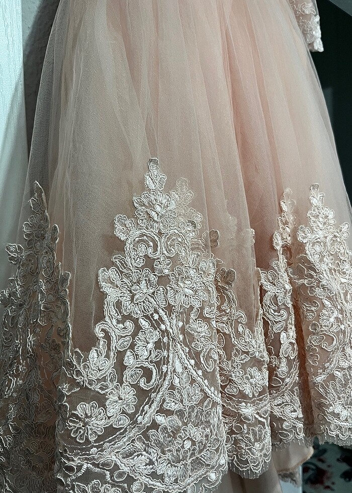 Pudra pembesi Kız çocuk abiye elbise - Görsel 2