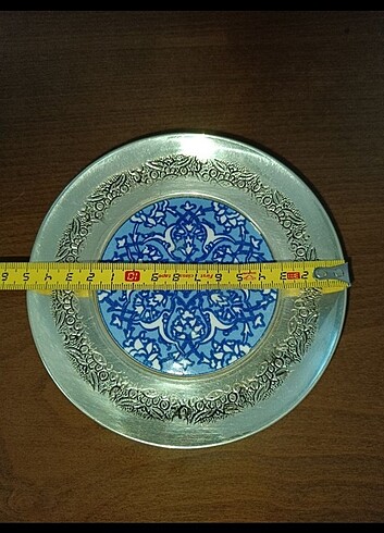 Kütahya Porselen Çinili gümüş kaplama dekoratif tabak