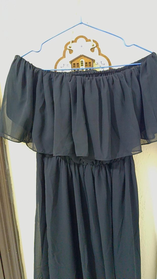 Siyah Uzun Straplez Hamile Elbisesi - Görsel 2