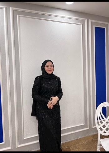 Uzun Kollu Siyah Gotik Abiye Elbise