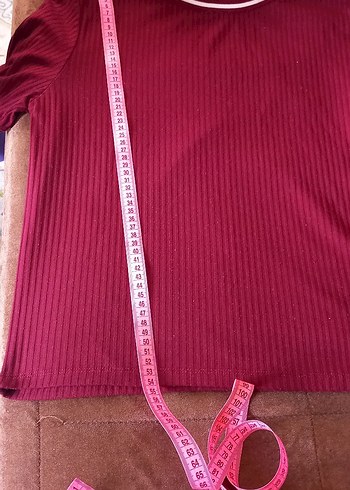 38 Beden bordo Renk Bordo Kısa Kollu Minimalist Tişört