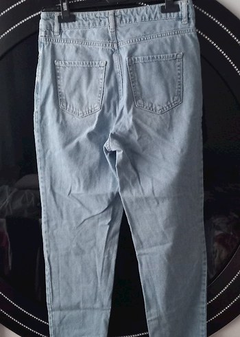 LC Waikiki Düğmeli, Salaş Kesim Mavi Midi Kot Pantolon
