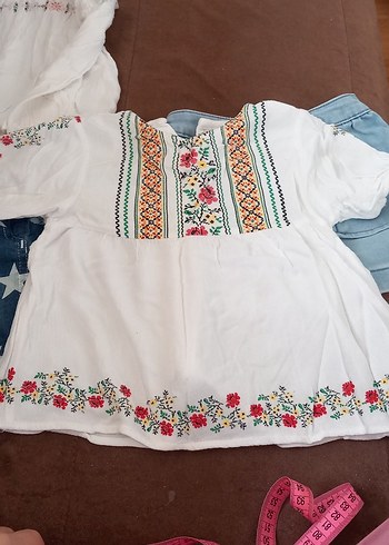 Nakışlı Beyaz Bohem Kız Şortu - Görsel 3