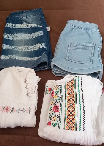 Nakışlı Beyaz Bohem Kız Şortu - Görsel 11