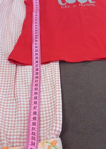 Kısa Kollu Kırmızı Baskılı Bebek Kız Takımı - Görsel 4