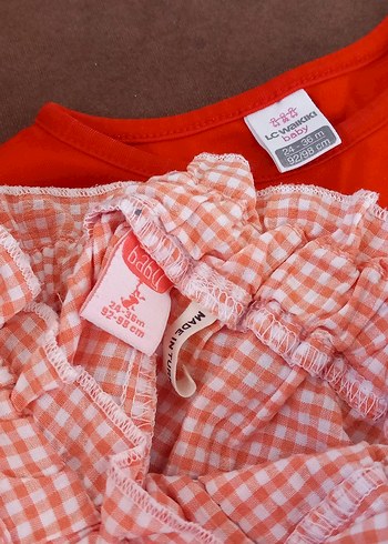 Kısa Kollu Kırmızı Baskılı Bebek Kız Takımı - Görsel 3