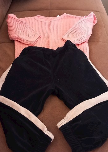 Pembe Triko Uzun Kollu Bebek Kız Takımı - Görsel 3