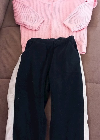 Pembe Triko Uzun Kollu Bebek Kız Takımı - Görsel 2