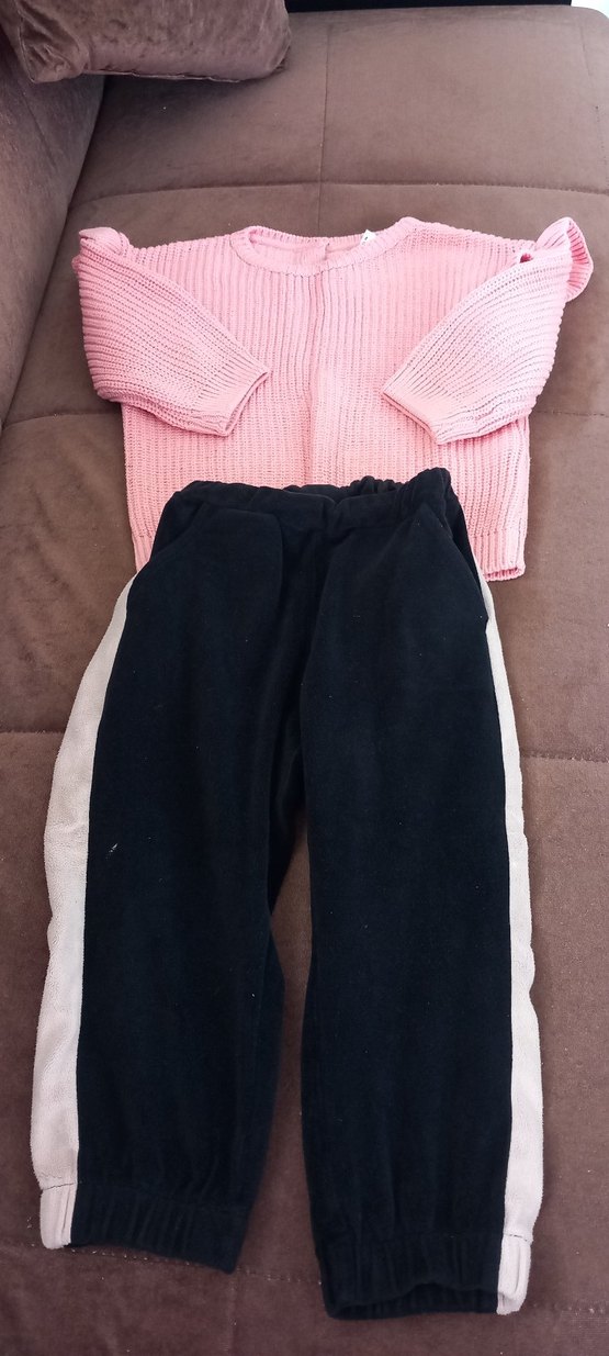 Pembe Triko Uzun Kollu Bebek Kız Takımı - Görsel 2