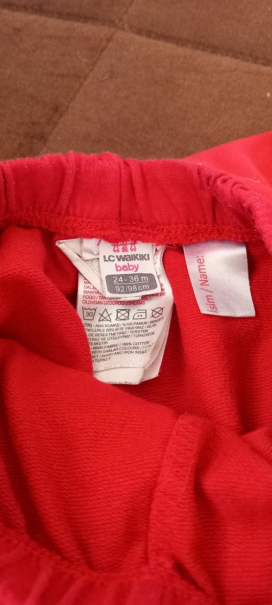 Kız Çocuk Kırmızı ve Gri Eşofman Altları - Görsel 5