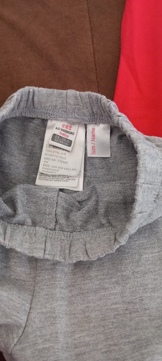 Kız Çocuk Kırmızı ve Gri Eşofman Altları - Görsel 3