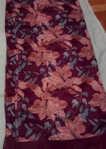 Bordo Çiçek Desenli Bohem Kadın Şal - Görsel 3