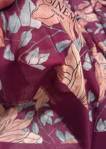 Bordo Çiçek Desenli Bohem Kadın Şal - Görsel 4