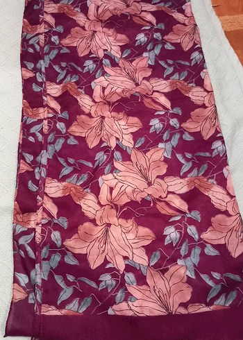 Bordo Çiçek Desenli Bohem Kadın Şal - Görsel 2