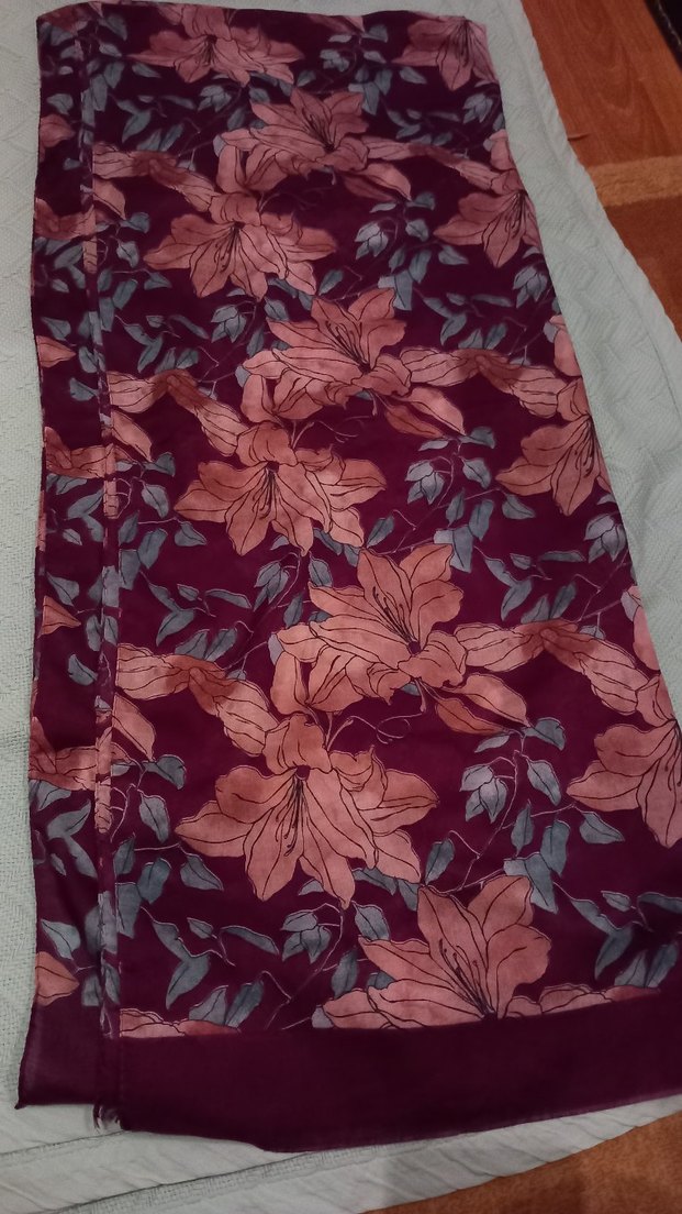 Bordo Çiçek Desenli Bohem Kadın Şal - Görsel 3