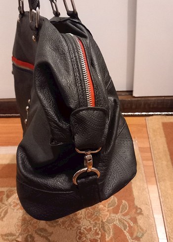 Siyah Deri Tokalı Kadın Çanta - Görsel 5